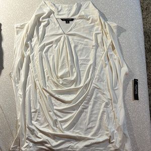 Zac & Rachel drape neck sleeveless dress shirt.